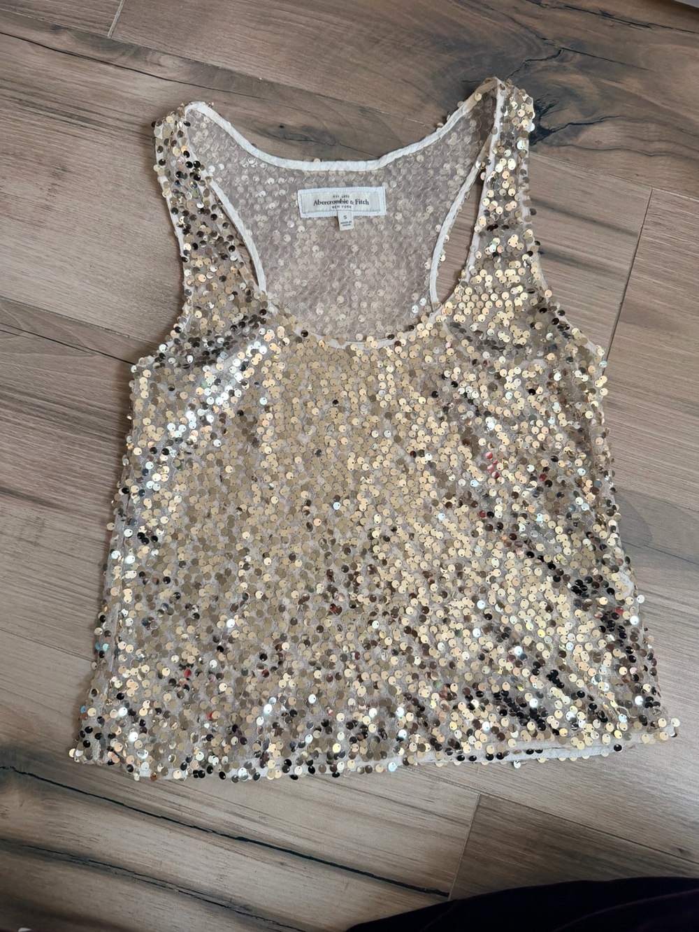 Abercrombie & Fitch Champagne Sequin Tank Top